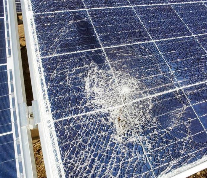 Destroyed solar panel after a Storm.